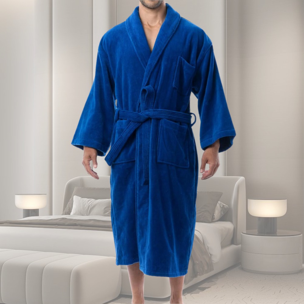 Mens Terry Cloth Robe (Black): image 2