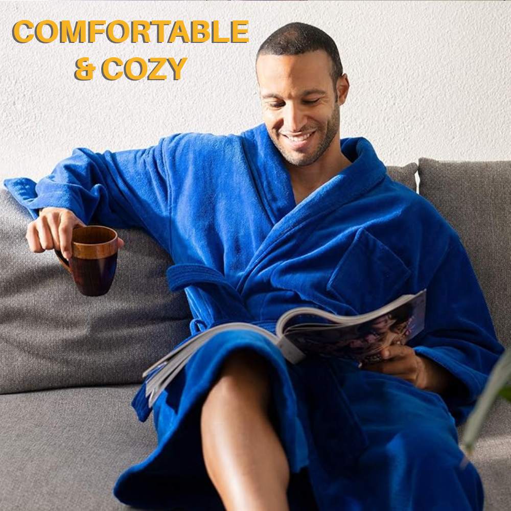 Mens Terry Cloth Robe (Black): image 5