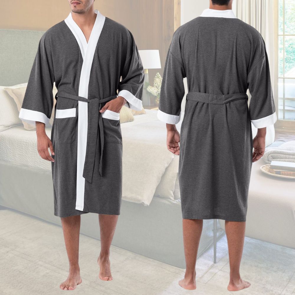 Waffle Bath Robe (Heather Charcoal): image 1