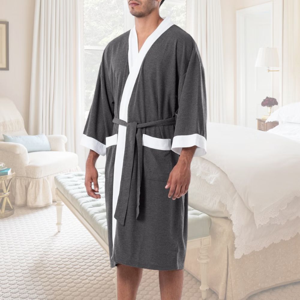 Waffle Bath Robe (Heather Charcoal): image 2