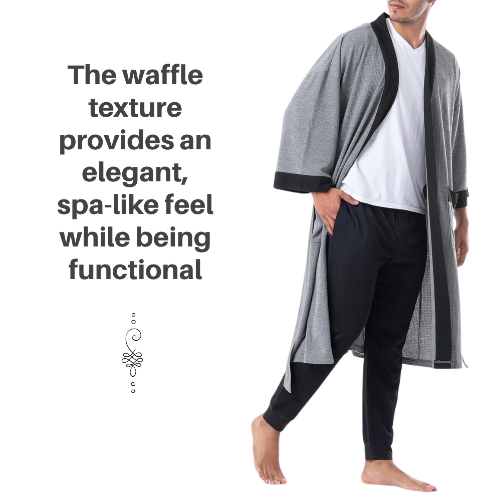 Waffle Bath Robe (Heather Charcoal): image 4