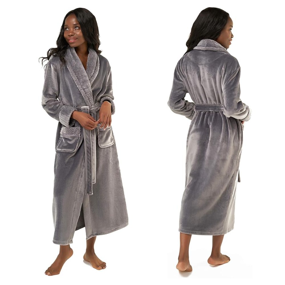 Ladies Fleece Bathrobes (Gray): image 1