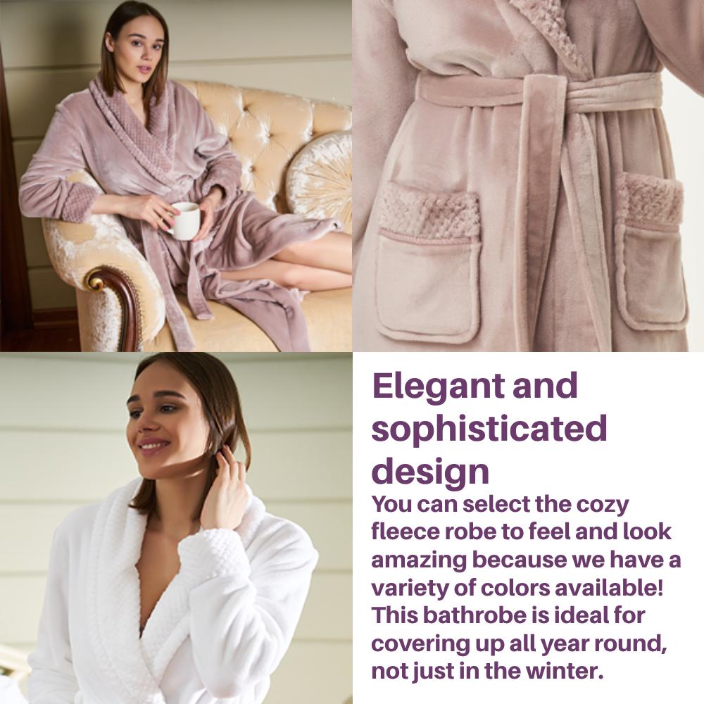 Ladies Fleece Bathrobes (Gray): image 3