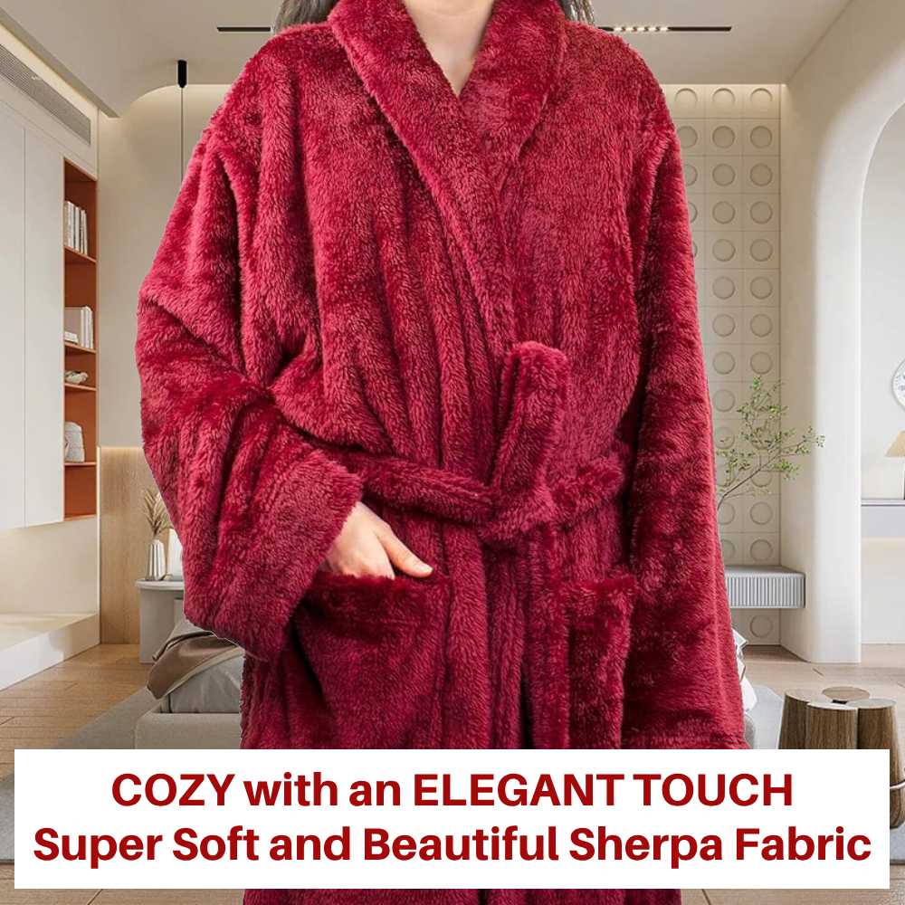 Ladies Fluffy Robe (Wine): image 4